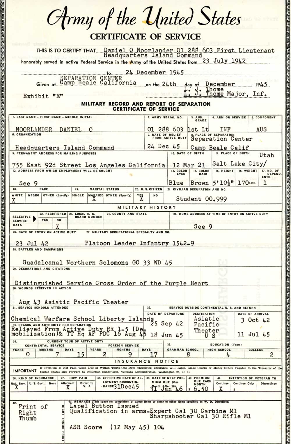 Certificate of Service - Dan Noorlander Sr.
