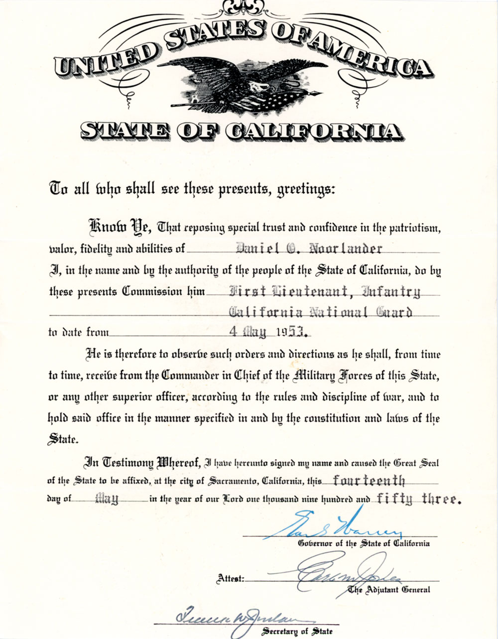 Daniel Noorlander Commission Korean War